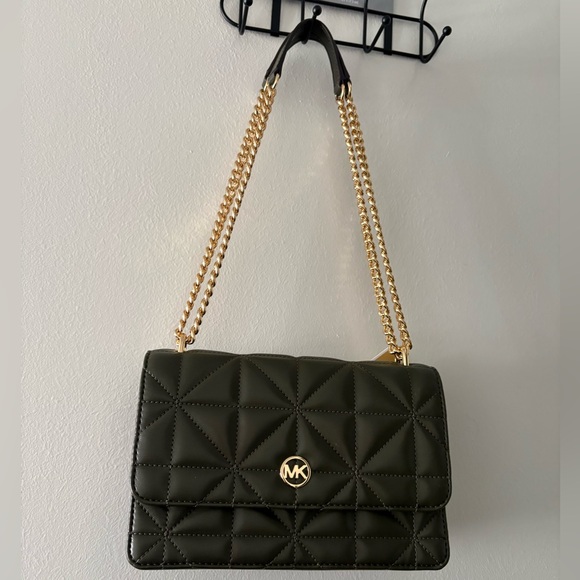 Michael Kors Handbags - Michael Kors Dark Green Quilted Shoulder Bag with Gold Chain MSRP $358
